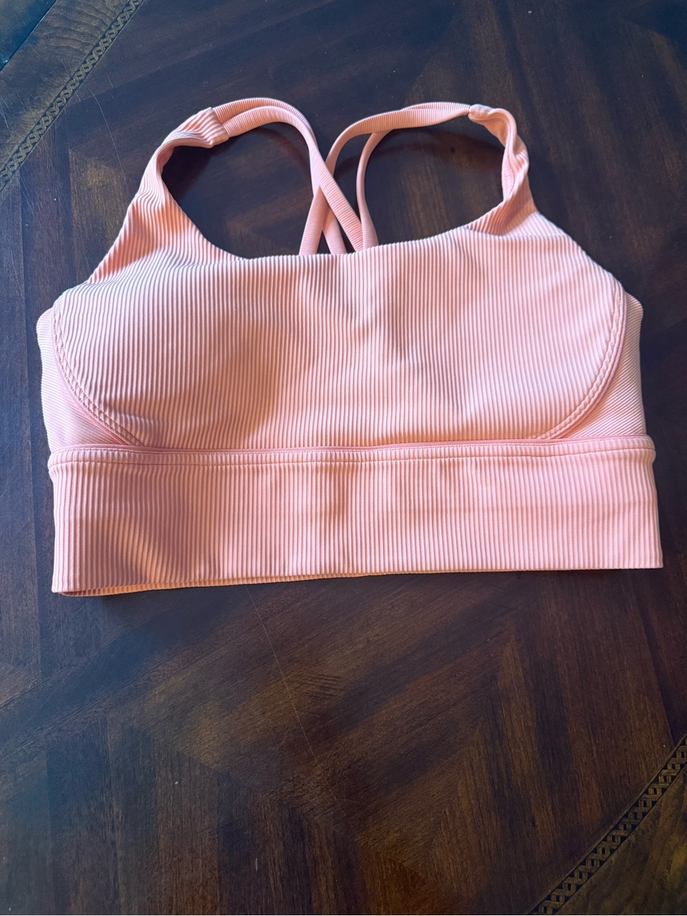 lululemon athletica Ribbed Light Pink Sports Bra with Crisscross Back